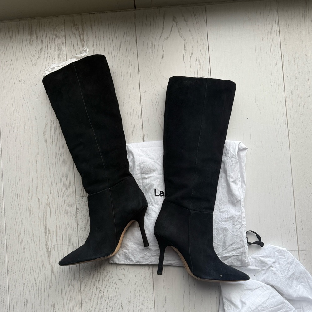 Larroude Kate Black Suede Boots